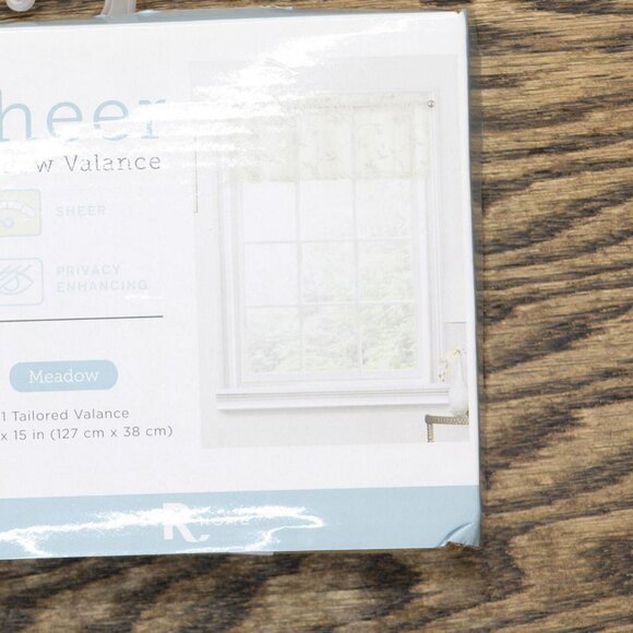 NEW Regal Home Embroidered Rod Pocket Tailored Valance Ivory Off White 50" x 15" - Picture 8 of 9